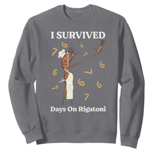 Marcus The Worm Meme Sweatshirt I Survived 67 Days On Rigatoni TS14 Charcoal Print Your Wear