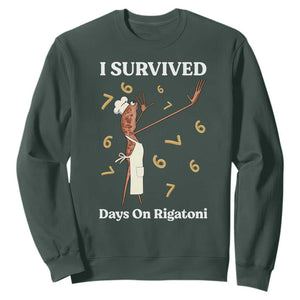 Marcus The Worm Meme Sweatshirt I Survived 67 Days On Rigatoni TS14 Dark Forest Green Print Your Wear