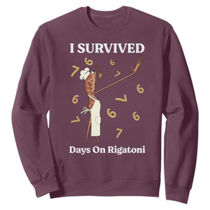 Marcus The Worm Meme Sweatshirt I Survived 67 Days On Rigatoni TS14 Maroon Print Your Wear