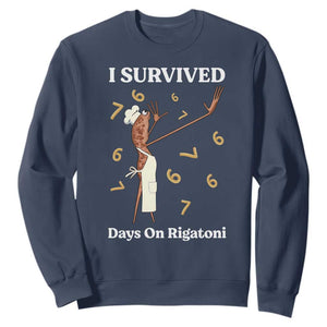 Marcus The Worm Meme Sweatshirt I Survived 67 Days On Rigatoni TS14 Navy Print Your Wear