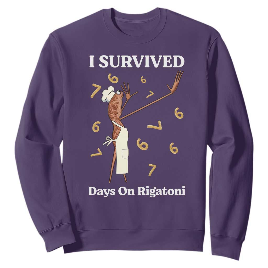 Marcus The Worm Meme Sweatshirt I Survived 67 Days On Rigatoni TS14 Purple Print Your Wear