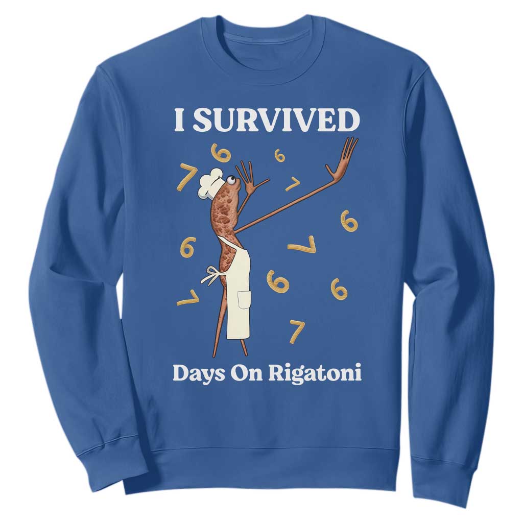 Marcus The Worm Meme Sweatshirt I Survived 67 Days On Rigatoni TS14 Royal Blue Print Your Wear