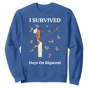 Marcus The Worm Meme Sweatshirt I Survived 67 Days On Rigatoni TS14 Royal Blue Print Your Wear