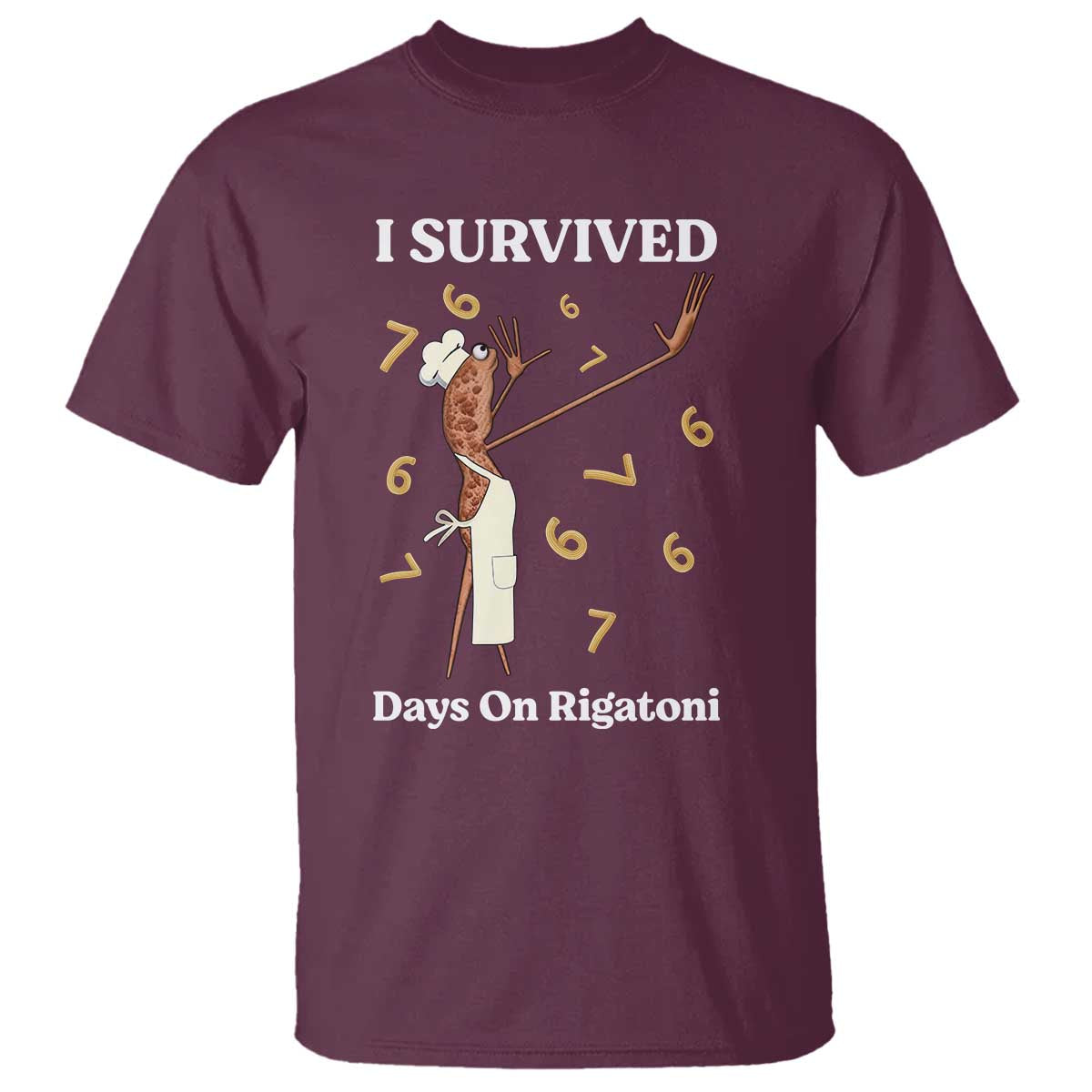 Marcus The Worm Meme T Shirt I Survived 67 Days On Rigatoni TS14 Maroon Print Your Wear