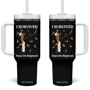 Marcus The Worm Meme Tumbler With Handle I Survived 67 Days On Rigatoni TS14 One Size: 40 oz Black Print Your Wear