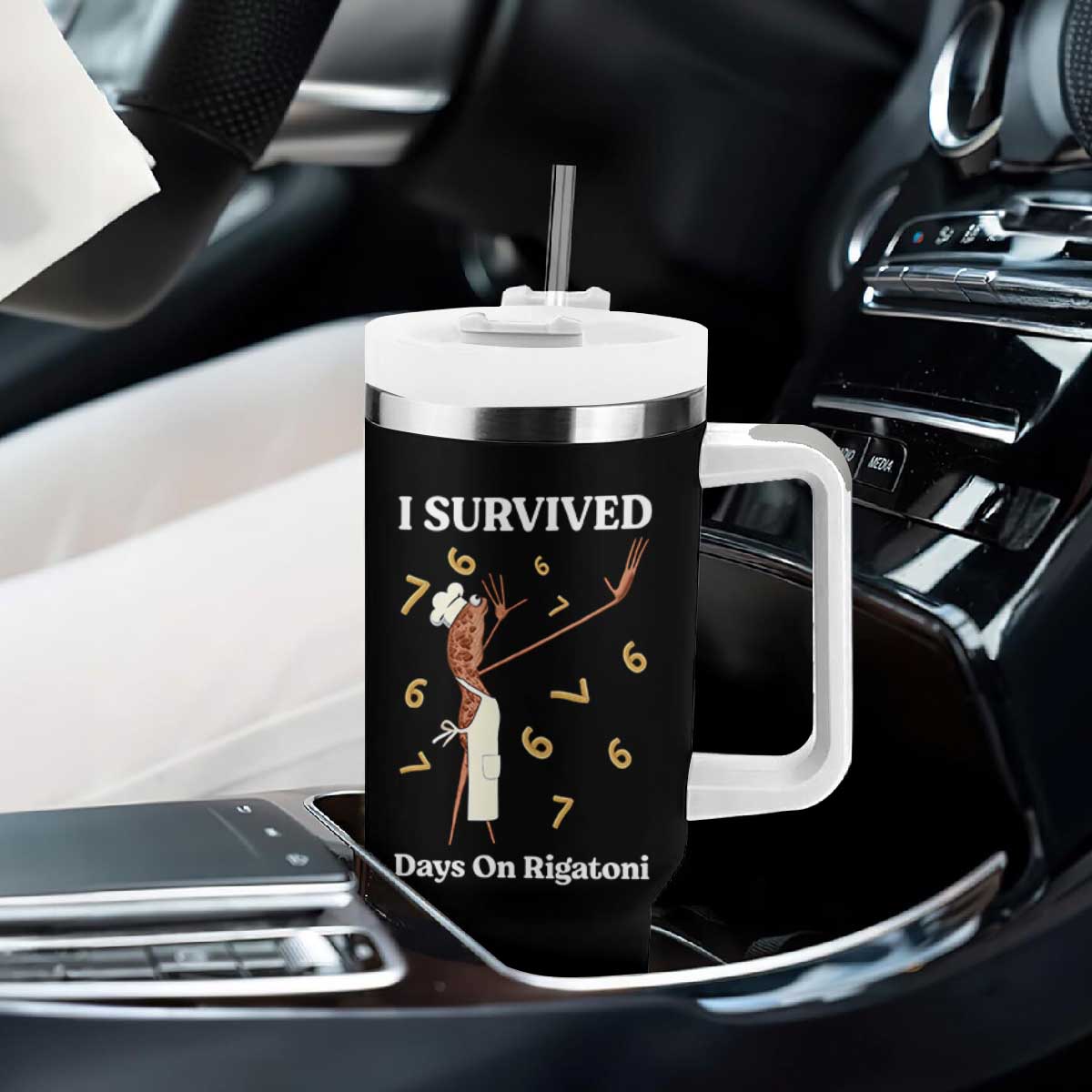 Marcus The Worm Meme Tumbler With Handle I Survived 67 Days On Rigatoni TS14 Print Your Wear