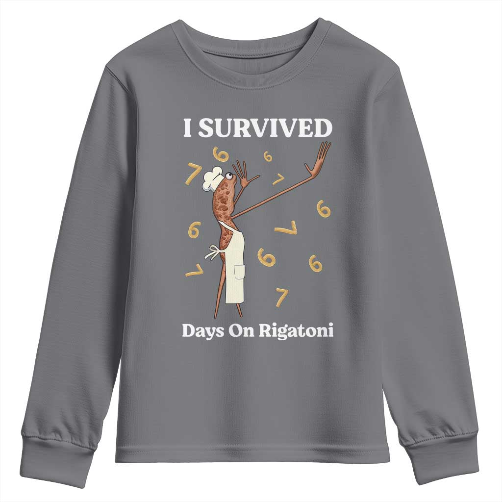 Marcus The Worm Meme Youth Sweatshirt I Survived 67 Days On Rigatoni TS14 Charcoal Print Your Wear