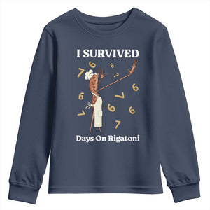 Marcus The Worm Meme Youth Sweatshirt I Survived 67 Days On Rigatoni TS14 Navy Print Your Wear