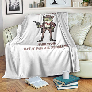 Cowboy Frog Meme Throw Blanket Funny Me No Problemo Narrator TS14 Print Your Wear