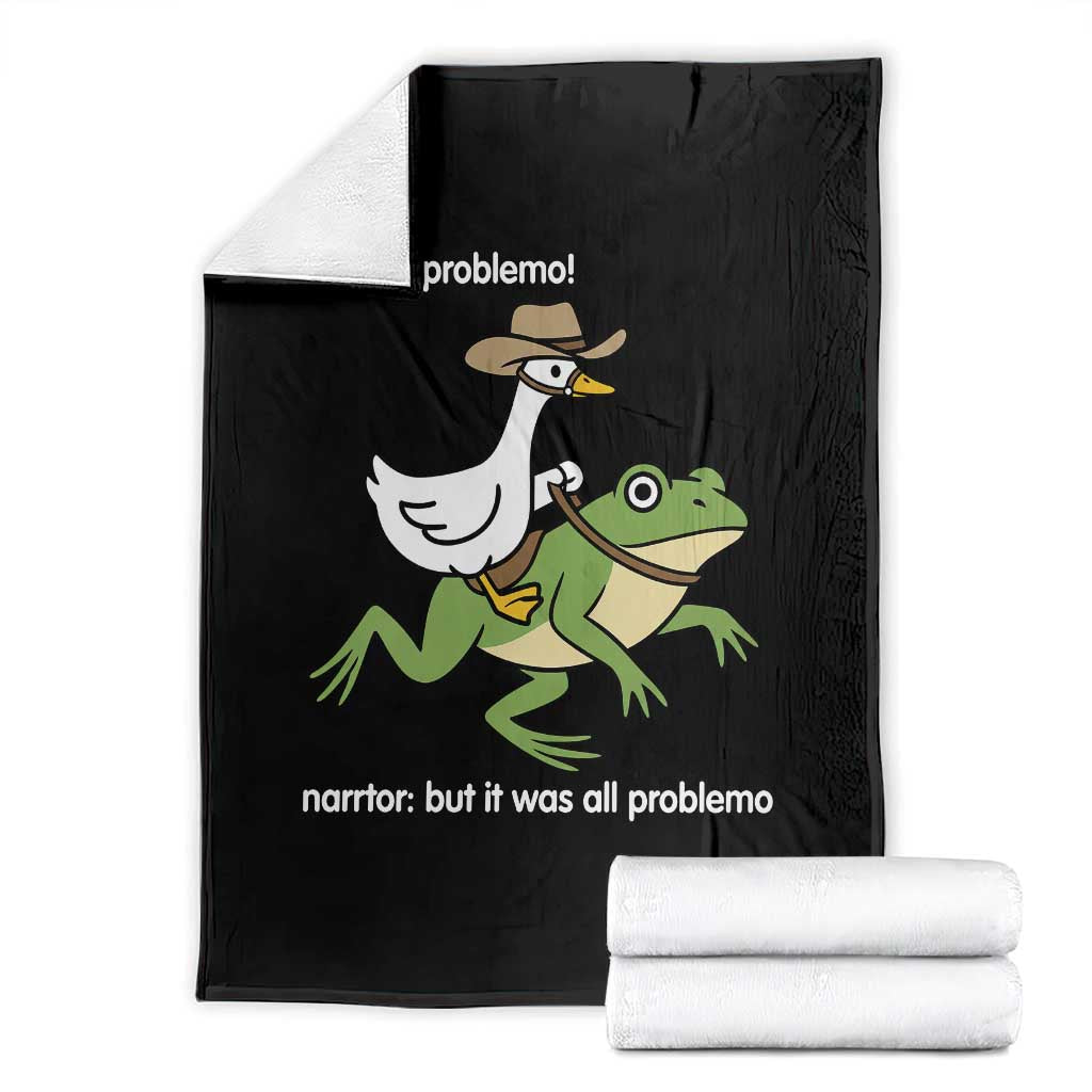 Cowboy Goose Meme Throw Blanket Funny Frog Me No Problemo Narrator TS14 Black Print Your Wear