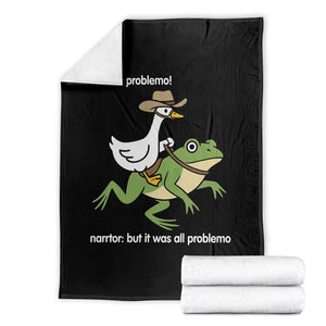 Cowboy Goose Meme Throw Blanket Funny Frog Me No Problemo Narrator TS14 Black Print Your Wear