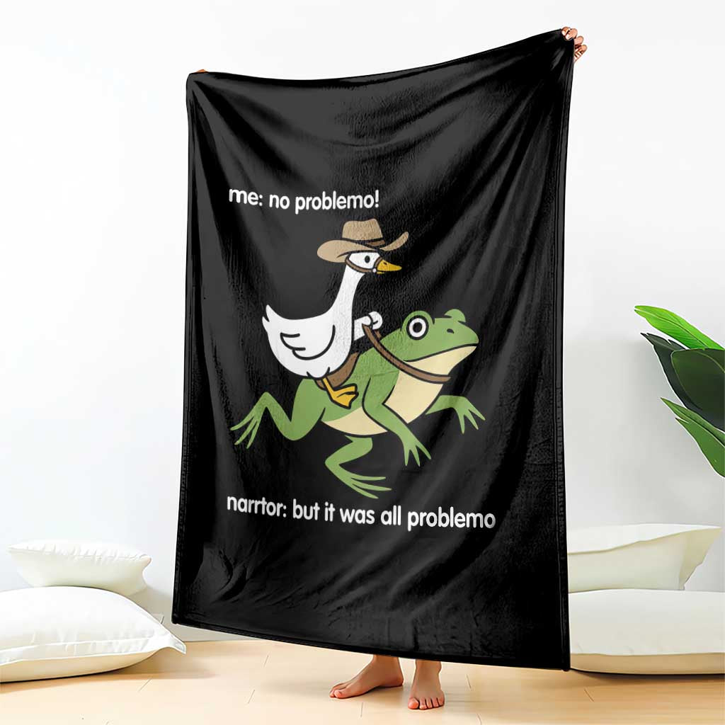 Cowboy Goose Meme Throw Blanket Funny Frog Me No Problemo Narrator TS14 Print Your Wear