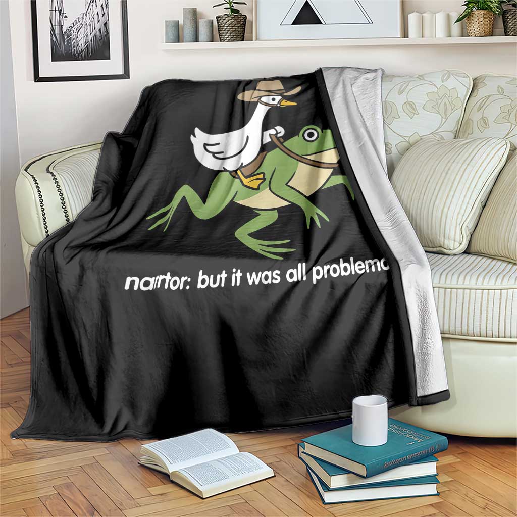 Cowboy Goose Meme Throw Blanket Funny Frog Me No Problemo Narrator TS14 Print Your Wear