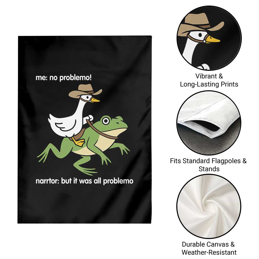 Cowboy Goose Meme Garden Flag Funny Frog Me No Problemo Narrator TS14 Print Your Wear