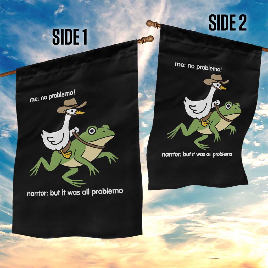 Cowboy Goose Meme Garden Flag Funny Frog Me No Problemo Narrator TS14 Print Your Wear