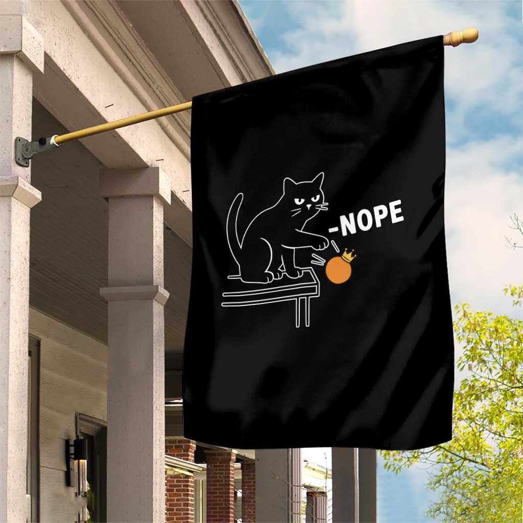 No Kings Protest Garden Flag Funny Cat Kicking Crown TS14 Print Your Wear