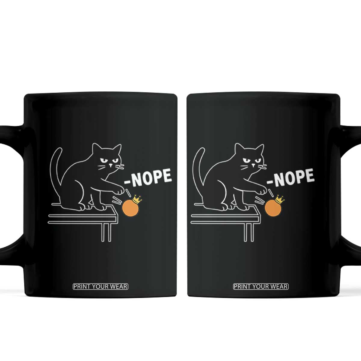 No Kings Protest Coffee Mug Funny Cat Kicking Crown TS14 Black Print Your Wear
