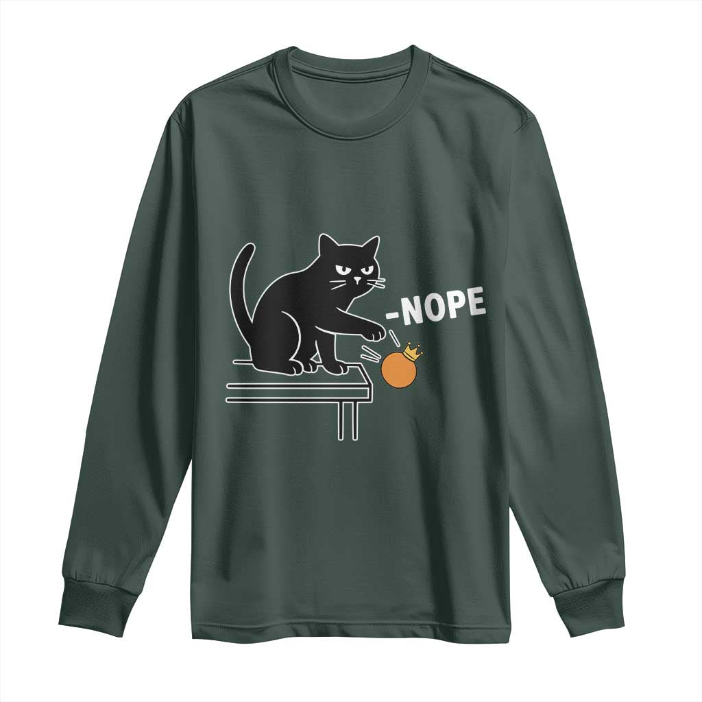 No Kings Protest Long Sleeve Shirt Funny Cat Kicking Crown TS14 Dark Forest Green Print Your Wear