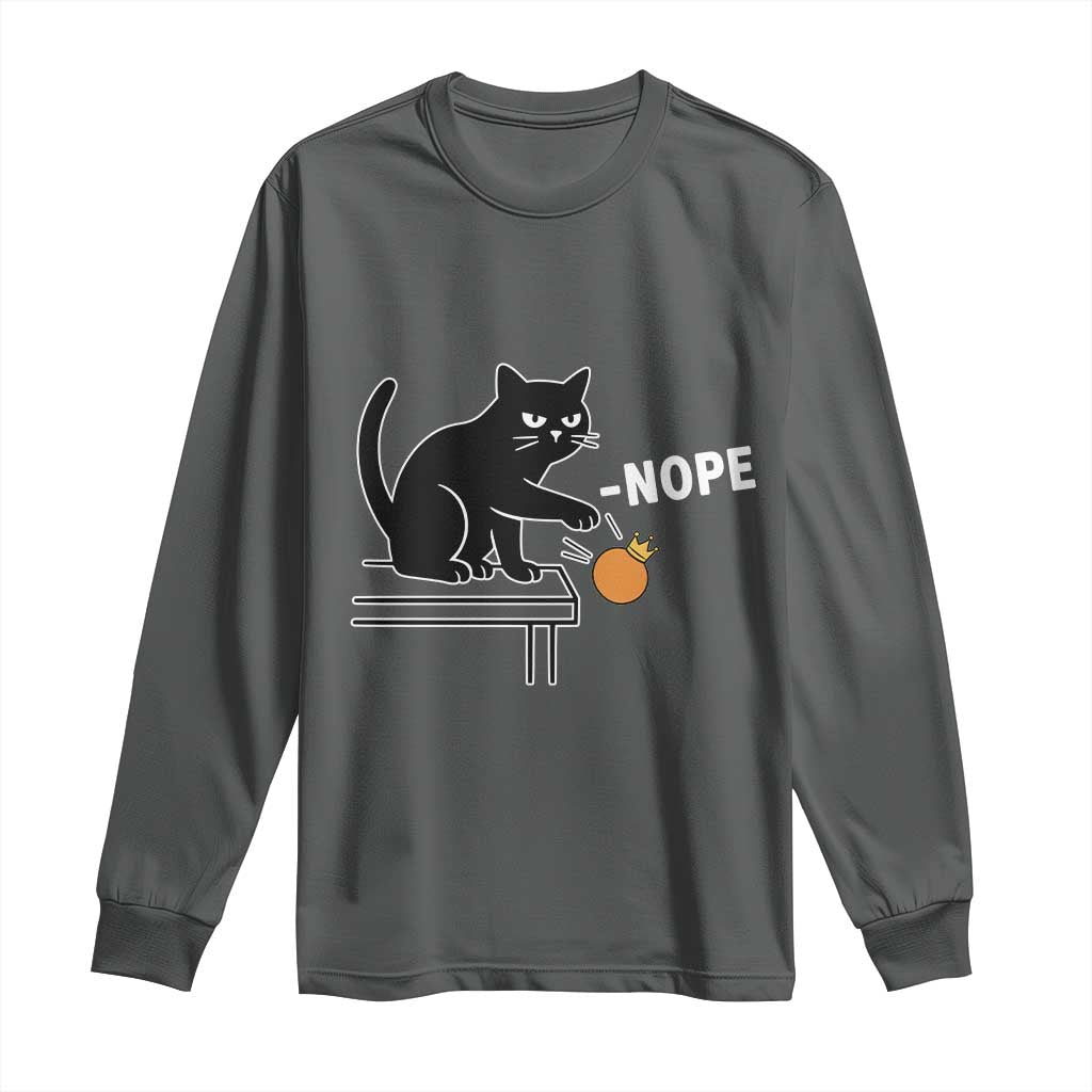 No Kings Protest Long Sleeve Shirt Funny Cat Kicking Crown TS14 Dark Heather Print Your Wear
