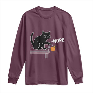 No Kings Protest Long Sleeve Shirt Funny Cat Kicking Crown TS14 Maroon Print Your Wear