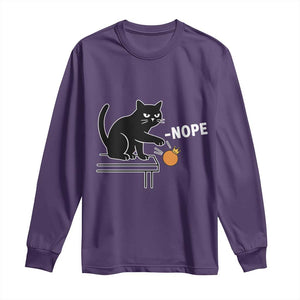 No Kings Protest Long Sleeve Shirt Funny Cat Kicking Crown TS14 Purple Print Your Wear