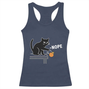 No Kings Protest Racerback Tank Top Funny Cat Kicking Crown TS14 Navy Print Your Wear