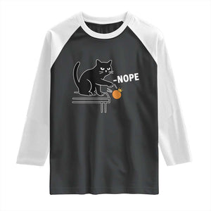 No Kings Protest Raglan Shirt Funny Cat Kicking Crown TS14 Black White Print Your Wear