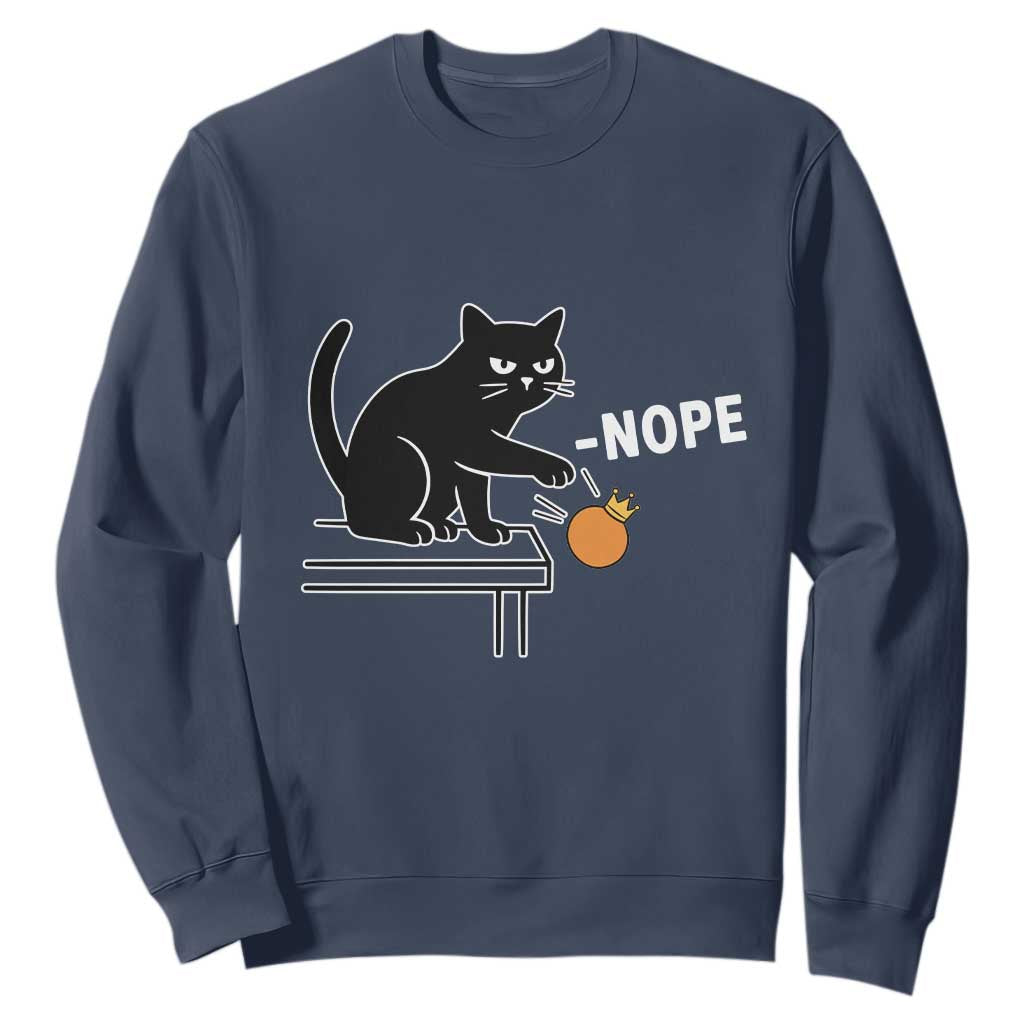 No Kings Protest Sweatshirt Funny Cat Kicking Crown TS14 Navy Print Your Wear