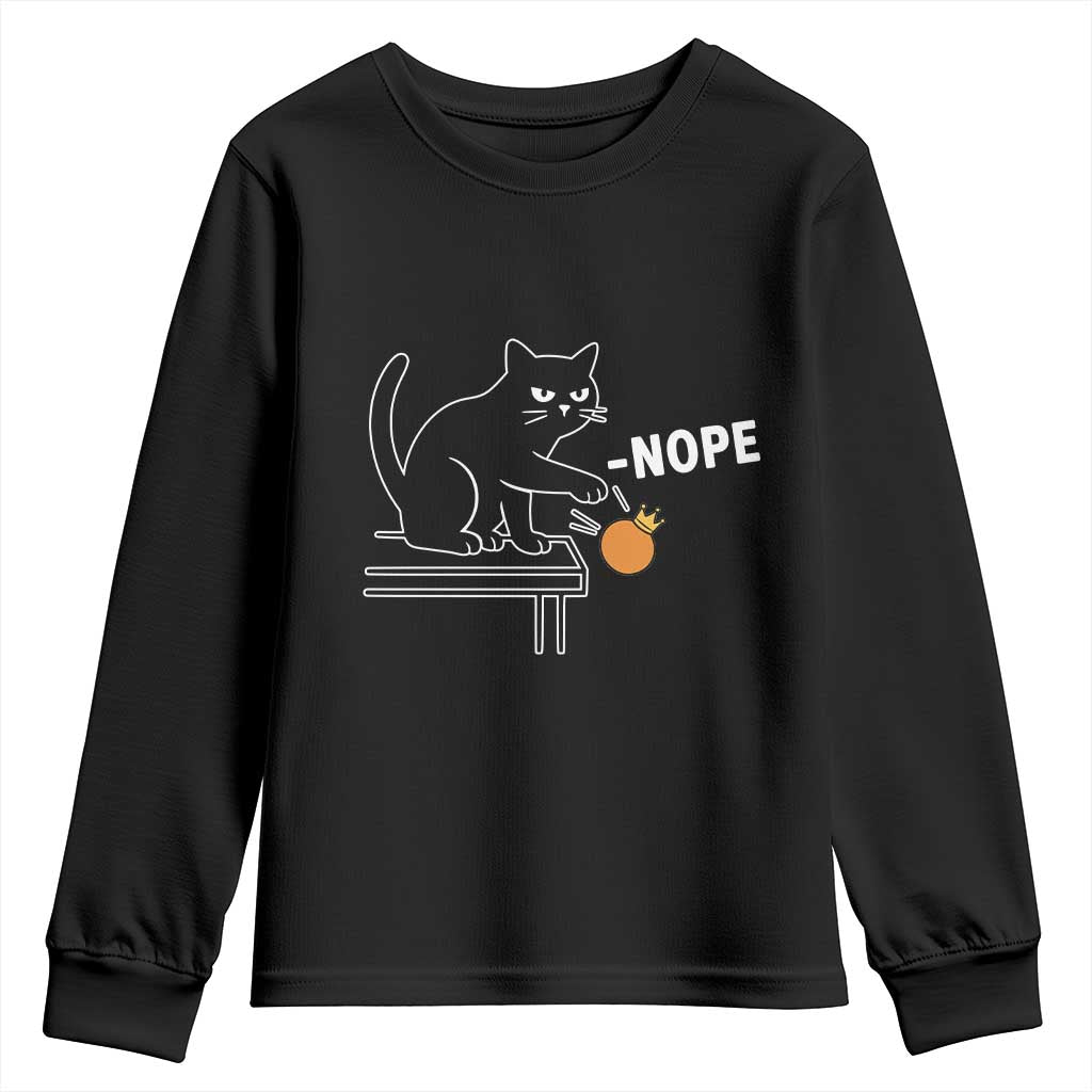 No Kings Protest Youth Sweatshirt Funny Cat Kicking Crown TS14 Black Print Your Wear