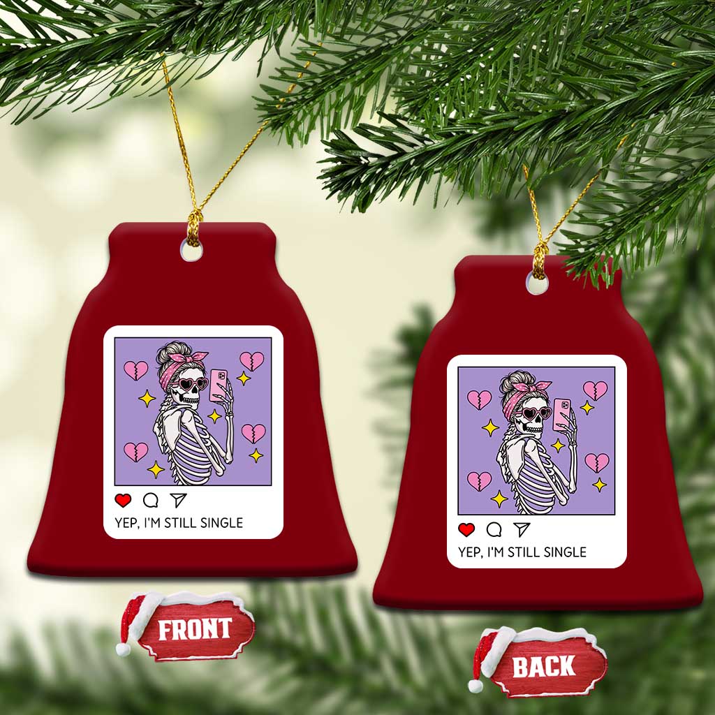 Anti Valentine Ceramic Ornament Funny Skeleton Selfie Meme TS14 Print Your Wear