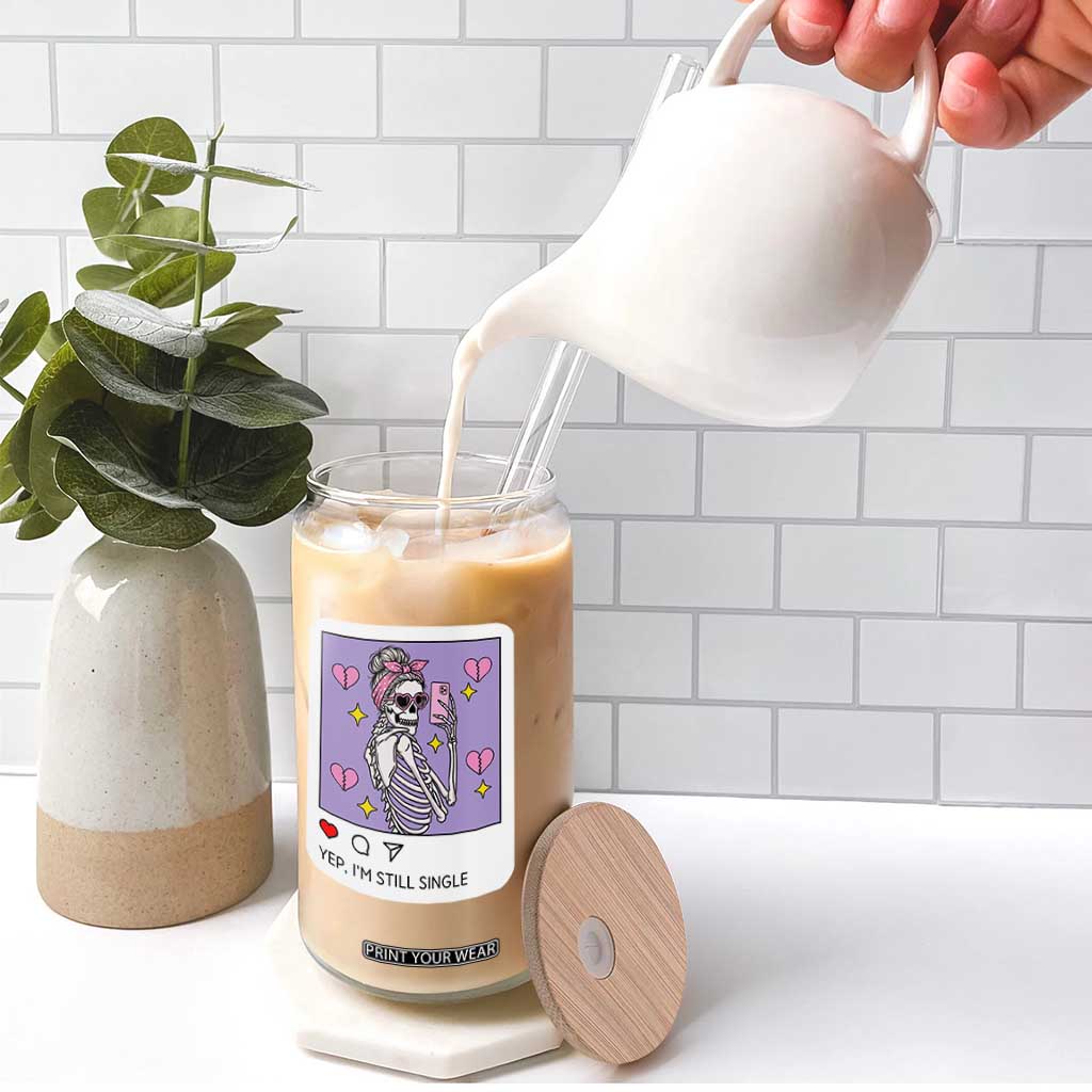 Anti Valentine Glass Can Funny Skeleton Selfie Meme TS14 Print Your Wear
