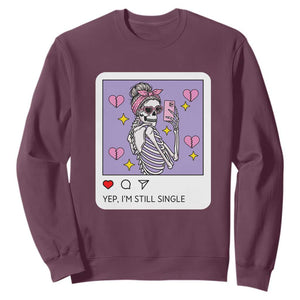 Anti Valentine Sweatshirt Funny Skeleton Selfie Meme TS14 Maroon Print Your Wear