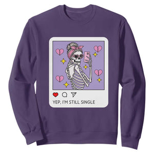 Anti Valentine Sweatshirt Funny Skeleton Selfie Meme TS14 Purple Print Your Wear