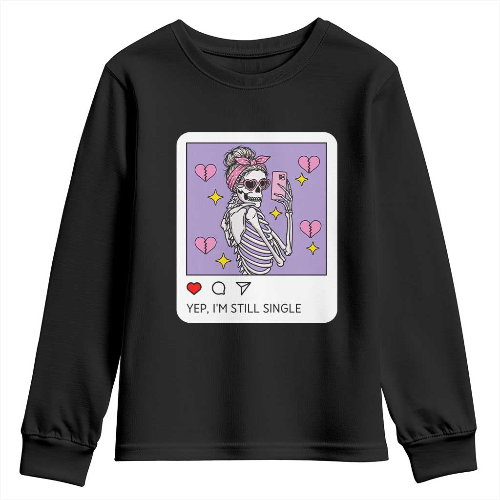 Anti Valentine Youth Sweatshirt Funny Skeleton Selfie Meme TS14 Black Print Your Wear