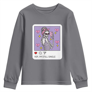 Anti Valentine Youth Sweatshirt Funny Skeleton Selfie Meme TS14 Charcoal Print Your Wear