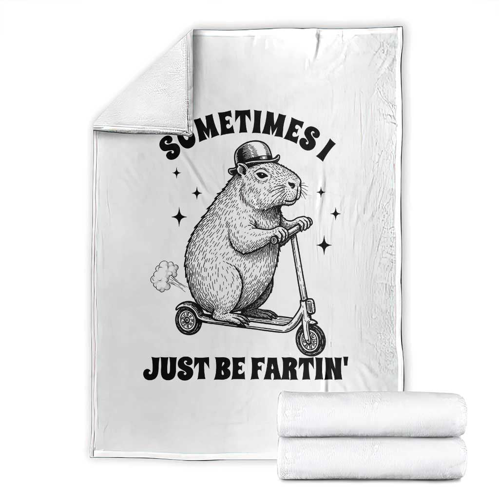 Funny Groundhog Scooter Throw Blanket Sometimes I Just Be Fartin TS14 White Print Your Wear