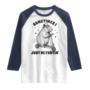 Funny Groundhog Scooter Raglan Shirt Sometimes I Just Be Fartin TS14 White Navy Print Your Wear