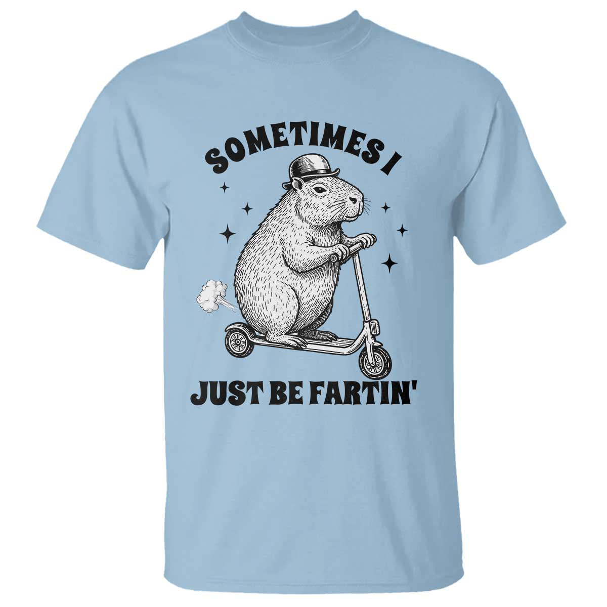 Funny Groundhog Scooter T Shirt Sometimes I Just Be Fartin TS14 Light Blue Print Your Wear