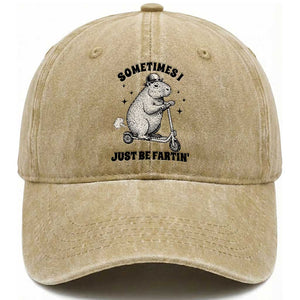 Funny Groundhog Scooter Washed Cotton Baseball Cap Sometimes I Just Be Fartin TS14 Washed Cap Universal Fit Khaki Print Your Wear
