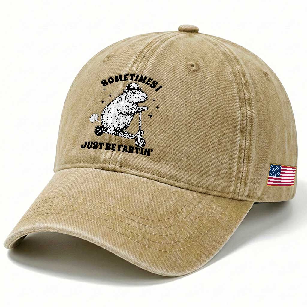 Funny Groundhog Scooter Washed Cotton Baseball Cap Sometimes I Just Be Fartin TS14 Print Your Wear