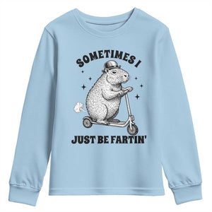 Funny Groundhog Scooter Youth Sweatshirt Sometimes I Just Be Fartin TS14 Light Blue Print Your Wear