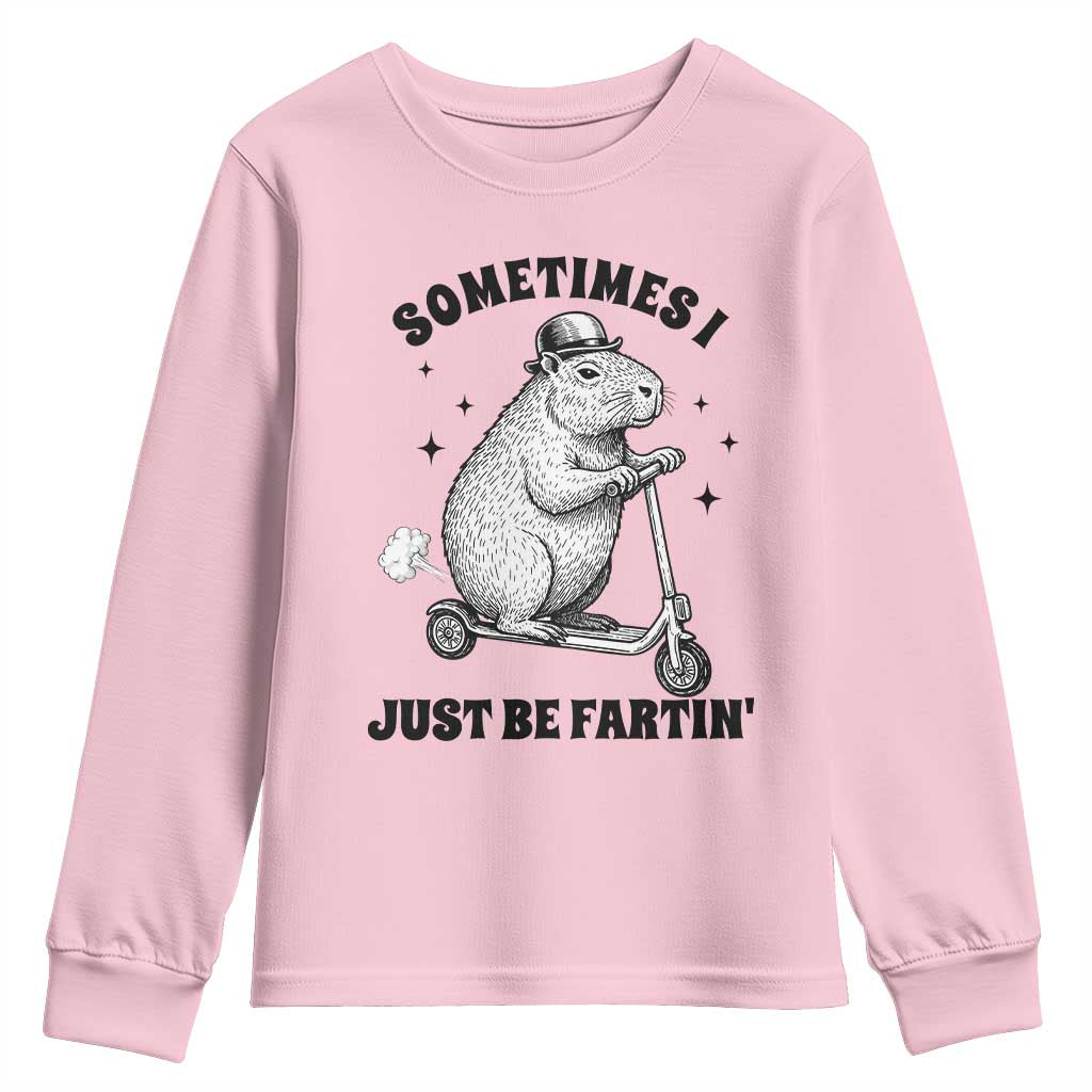 Funny Groundhog Scooter Youth Sweatshirt Sometimes I Just Be Fartin TS14 Light Pink Print Your Wear