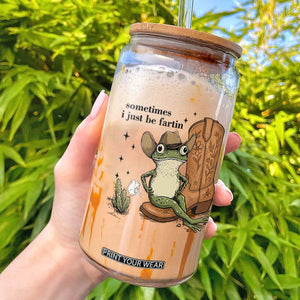 Funny Cowboy Frog Glass Can Sometimes I Just Be Fartin TS14 White Print Your Wear
