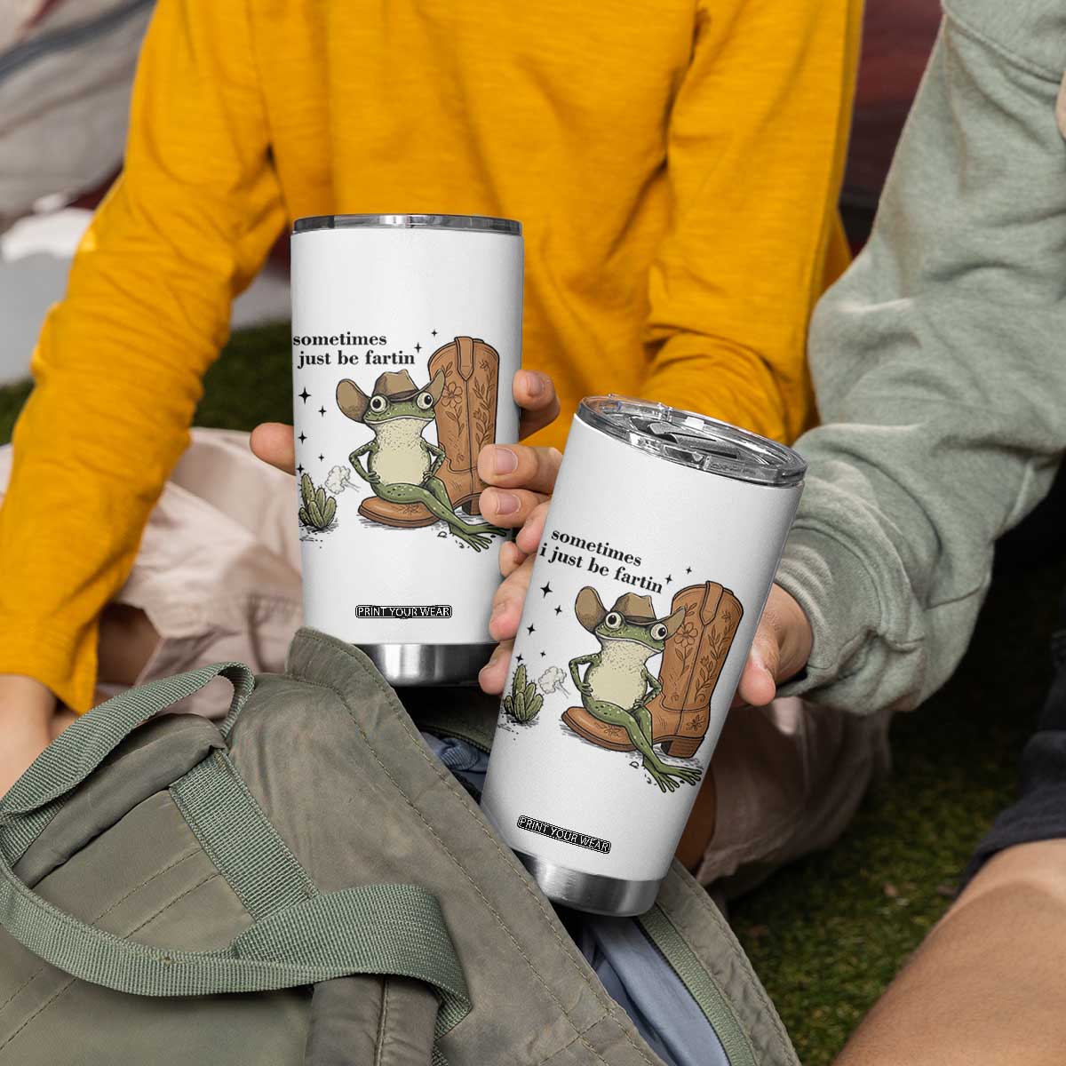 Funny Cowboy Frog Tumbler Cup Sometimes I Just Be Fartin TS14 Print Your Wear
