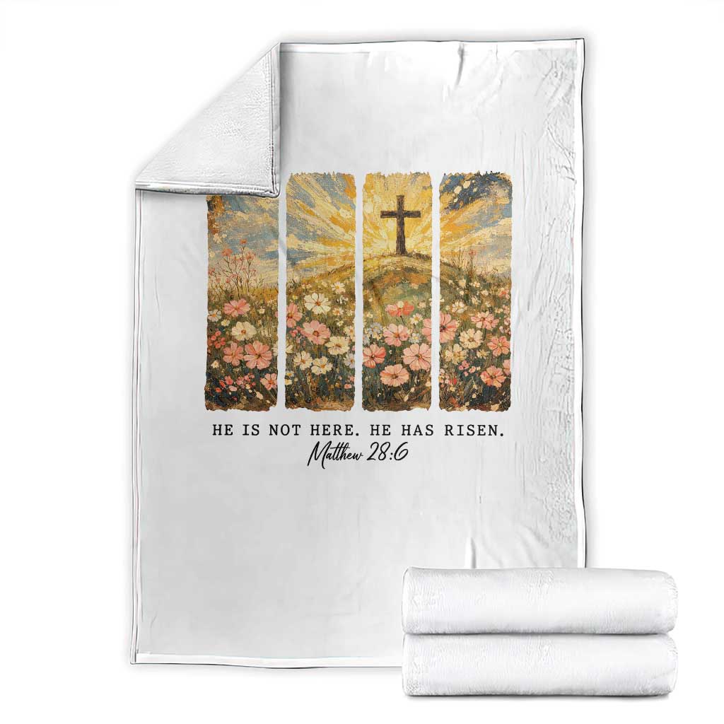 He Is Not Here He Is Risen Throw Blanket Christian Easter Bible Verse TS14 White Print Your Wear