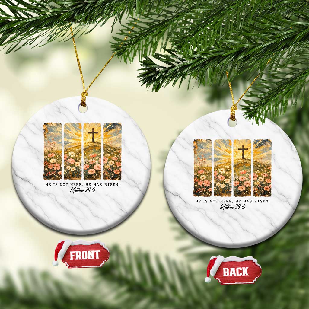 He Is Not Here He Is Risen Ceramic Ornament Christian Easter Bible Verse TS14 1pc White Marble Print Your Wear
