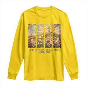 He Is Not Here He Is Risen Long Sleeve Shirt Christian Easter Bible Verse TS14 Daisy Print Your Wear
