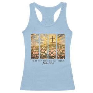 He Is Not Here He Is Risen Racerback Tank Top Christian Easter Bible Verse TS14 Light Blue Print Your Wear