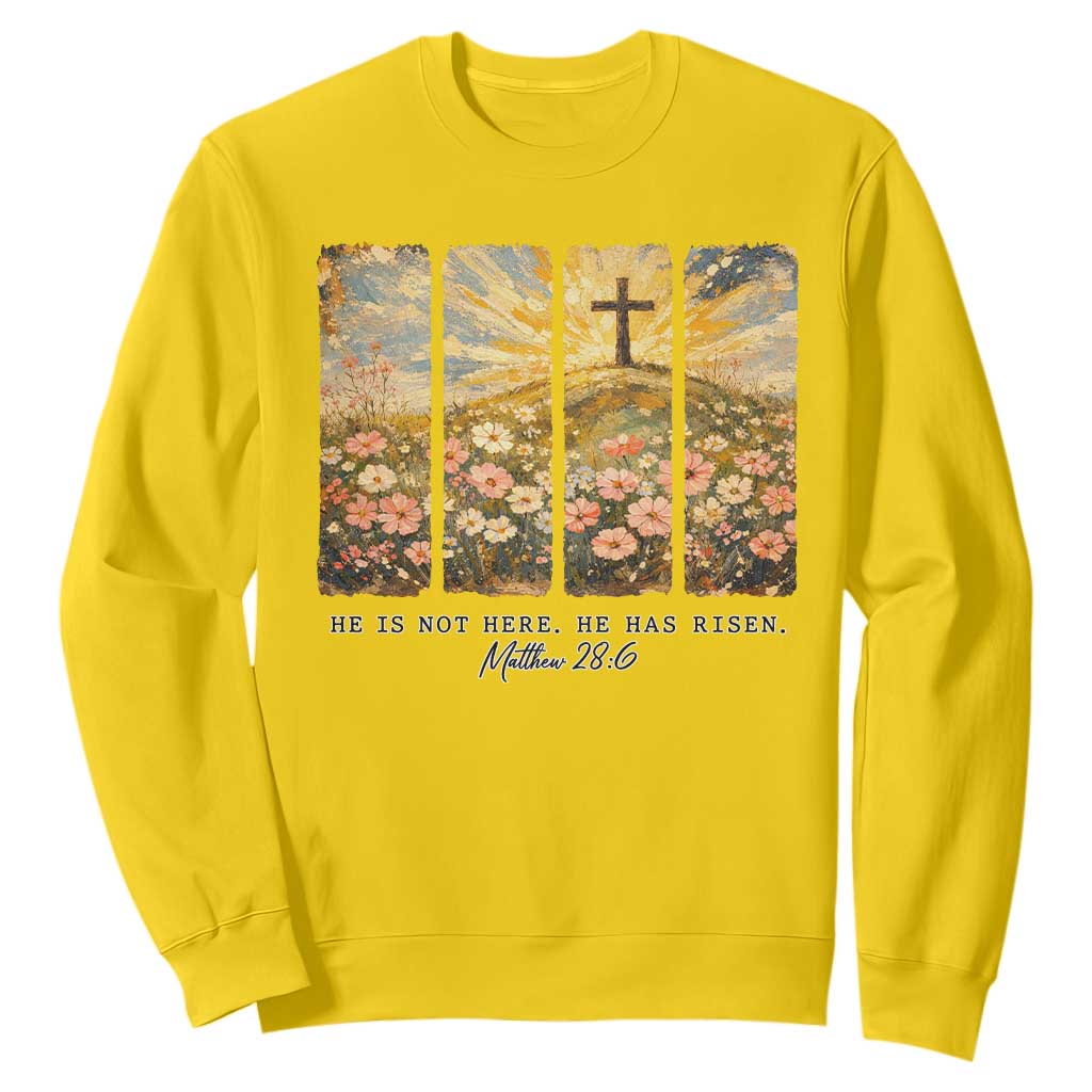 He Is Not Here He Is Risen Sweatshirt Christian Easter Bible Verse TS14 Daisy Print Your Wear