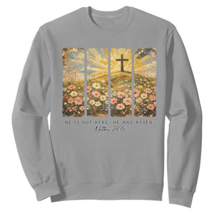 He Is Not Here He Is Risen Sweatshirt Christian Easter Bible Verse TS14 Sport Gray Print Your Wear